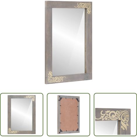 vidaXL Miroir en verre - Miroir de salle de bain avec miroir Gris 70 x 50 x 2,5 cm (1/5)