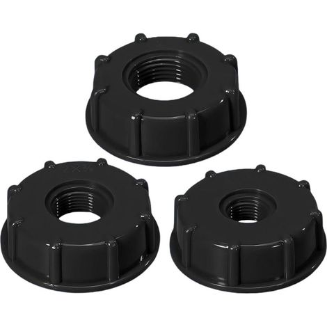 3 Pieces IBC Raccord Cuve 1000 Litres, Adaptateur Cuve 1000l, Adaptateur Robinet Tuyau Arrosage Plastique Noir Raccord Fileté pour Tuyaux d'arrosage Réservoirs IBC Citernes (1/2", 3/4", 1") (1/5)