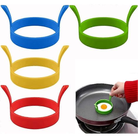 Lot de 4 moules à œufs en silicone, 7,9 cm, antiadhésifs, en silicone alimentaire, résistants à la chaleur et faciles à nettoyer. (1/4)