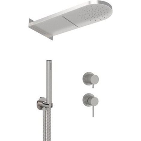 Set doccia con miscelatore incasso, soffione a parete e doccino in acciaio inox - Serie X Style Inox (1/2)