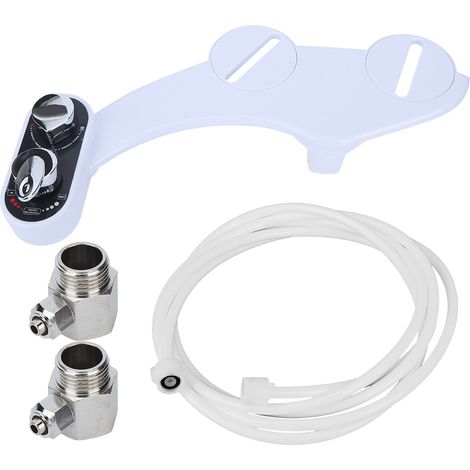Abattant de WC bidet avec double buse réglable et douchette eau chaude/froide UK G1/2 (1/5)