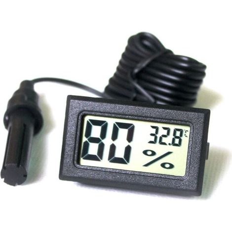 YMYNY LCD Tuner Numérique Intégré Thermomètre Hygromètre avec Sonde Externe pour Couveuse Aquarium Volaille Reptile Noir (1/4)