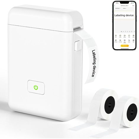 Impresora de etiquetas Bluetooth, impresora portátil de etiquetas autoadhesivas, impresora térmica de etiquetas compatible con 2 rollos de etiquetas, máquina etiquetadora, compatible con iOS y Android (1/5)