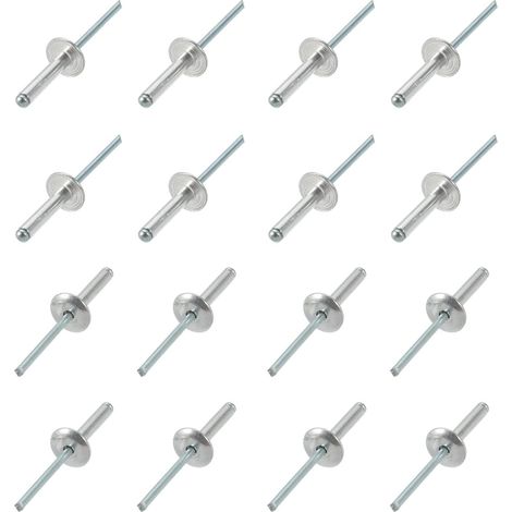 4mm x 20mm Aveugles Rivets x 20Pcs Aluminium Ouvert Extrémité Grand Bride Rivet pour Métal et Plastique et Cuir, [Argent Ton] (1/5)