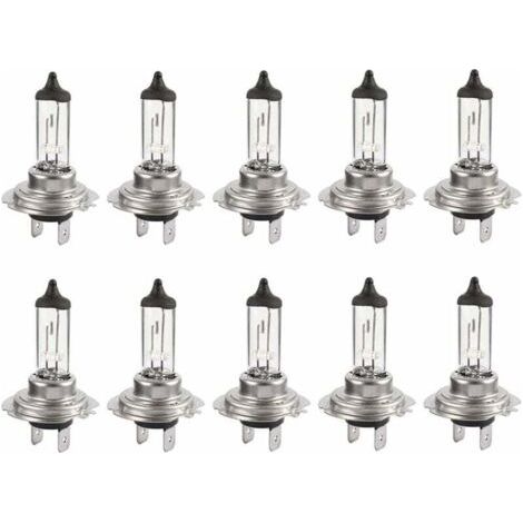 Lot de 10 Ampoules Halogènes LED 12V H7 55W - Longue Durée, Blanc, Feux de Croisement pour Voiture