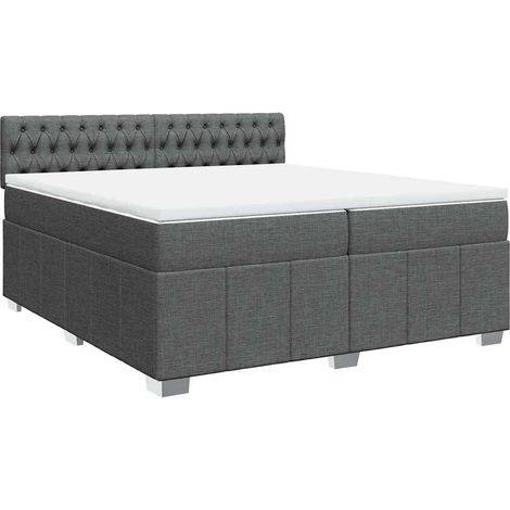 Maison Exclusive - Sommier à lattes de lit avec matelas Gris foncé 200x200cm Tissu (1/5)