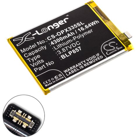NX - Batterie téléphone, smartphone, GSM pour Oppo 3.87V 4300mAh - BLP857 (1/4)
