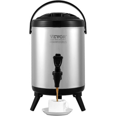 Stainless Steel Insulated Beverage Dispenser, 1.5 Gallon 6 Liter,for Hot Tea Coffee Water Restaurant Drink Shop (1/5)