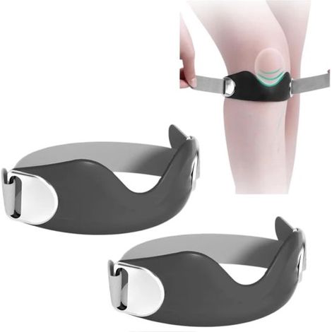 Lot de 2 bandes de soutien de genou – Noires – Ajustables – Course et sport – Patella band (1/5)