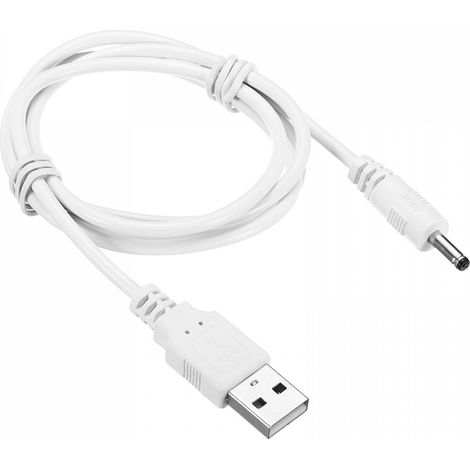 USB Mâle vers CC 3,5 x 1,35mm Mâle Alimentation Cordon 100cm Chargement Câble Prise Lampe Mini Ventilateurs Blanc (1/4)