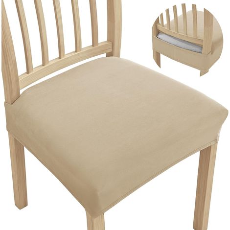 Velvet Chair Covers, 6 Pieces, Universal, Camel  Elastic Seat Covers, Dining Room Covers, Removable, Washable, for Dining Room, Kitchen (1/5)