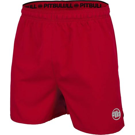 Pantalones cortos deportivos Pitbull Performance con logo pequeño, color rojo, talla L.