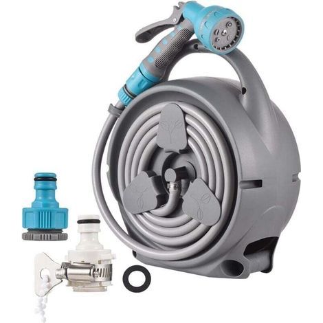 Trywise Retractable Garden Hose Reel, 16M Water Hose Reel with 7 Spray Nozzles, Adjustable Water Pressure, for Gardening, Car Washing (1/4)