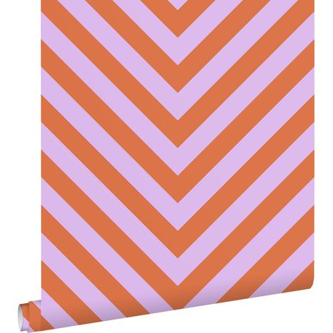 papier peint motif en chevron violet et terracotta  - ESTAhome (1/5)