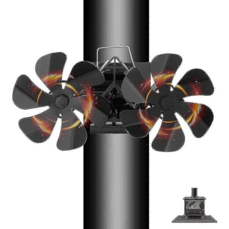 Ventilateur de cheminée à double tête 6, 12 pales pour chauffage écoénergétique, édition 0107 (1/5)