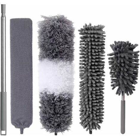 Juego de plumeros de 5 piezas, plumero telescópico, plumero de microfibra lavable, plumero para telarañas, plumero de longitud adecuada para telarañas, ventiladores de techo y persianas. (1/5)