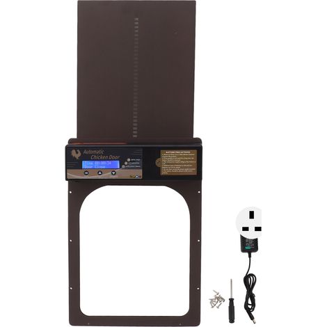 Poulailler Automatique Porte IP45 Étanche Aluminium Programmable avec Minuterie pour Ferme Domestique 100-240V Marron Prise UK (1/5)