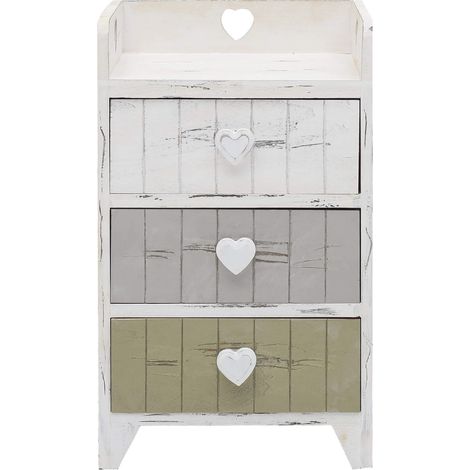 Rebecca Mobili Nachttisch drei Schubladen Holz mehrfarbig Shabby 58x35x27