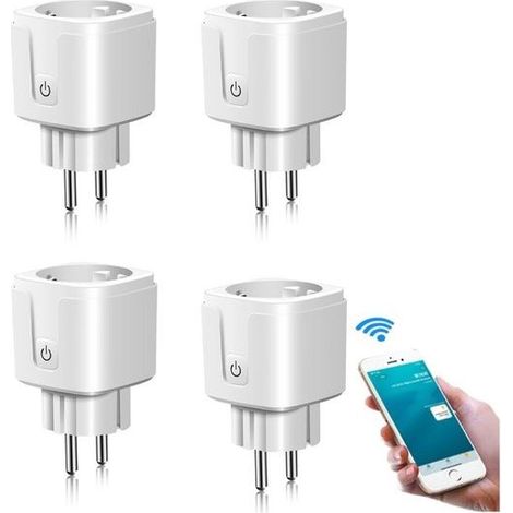 Lot de 4 prises connectées Wi-Fi compatibles Google Home et Alexa, avec minuterie et suivi de consommation via application (1/2)