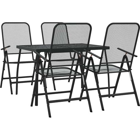 Maison Exclusive - 5-tlg. Garten-Essgruppe Anthrazit Streckgitter (1/5)