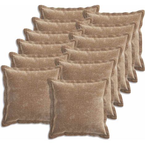 Cushion Cover 12 pcs HOUTEN Brown 50 x 50 cm Chenille Fabric vidaXL