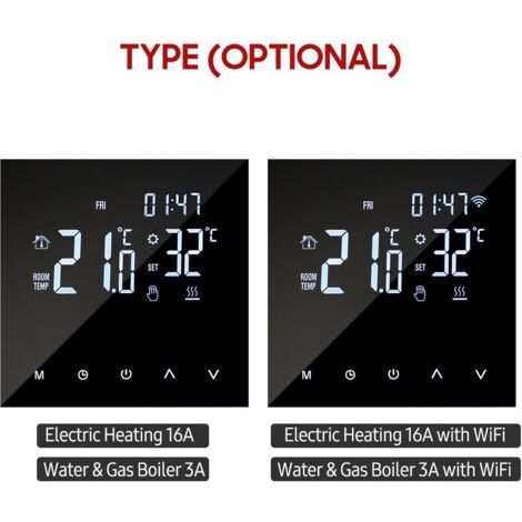 Wi-Fi Smart Heating Thermostat, Digital Temperature Controller, Mobile App Control, LCD Touch Screen, Weekly Programmable, for Home and School (1/5)