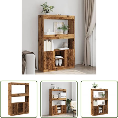 vidaXL Hochregal - Highboard Altholz-Optik 92x33x140 cm Holzwerkstoff (1/5)