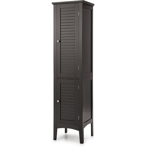Mobile contenitore per bagno 37 x 37 x 160 cm con 5 ripiani ergonomici in MDF marrone 200018826