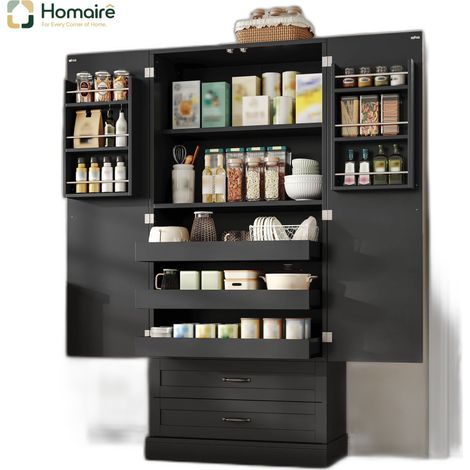 Sideboard aus MDF mit Stauraum schwarz 80 x 37.5 x 180 cm HOMAIRE (1/5)
