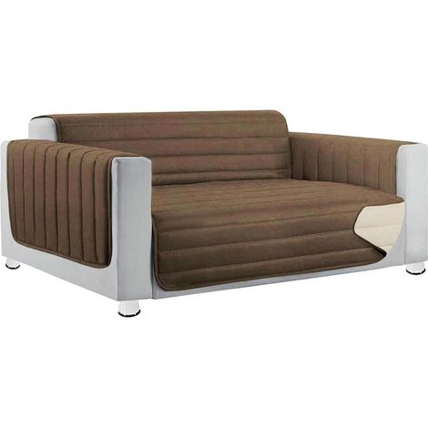 Housse de Canapé Rembourré Double Face Matelassé Couverture de Sofa Doux Élégant Marron - 2 Places