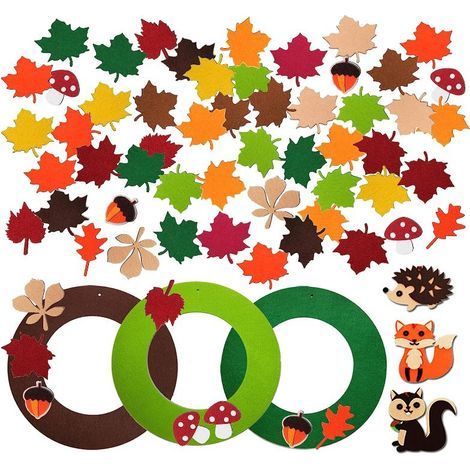 Décorations de couronnes d'automne, kit de 3 pièces pour couronne d'automne, autocollants en mousse, style automnal
