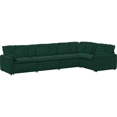 vidaXL Sofá modular con cojines de terciopelo verde oscuro (1/2)