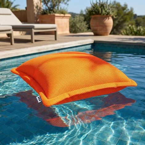 Soo Santaï Small Cushion Floating coussin flottant 45x45x25cm, resistant aux UV, Orange, sans polystyrène