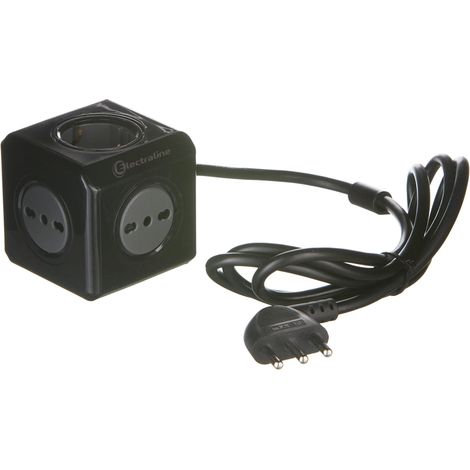 MULTIPRESA CUBO 2 SCHUKO + 3 BIPASSO NERO (1/3)