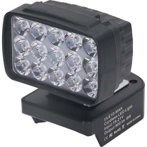 Lampe d'éclairage pour outils à batterie lithium 15V-21V, 15 LED haute luminosité, compatible avec Makita, Dewei et Miwochi. (1/5)