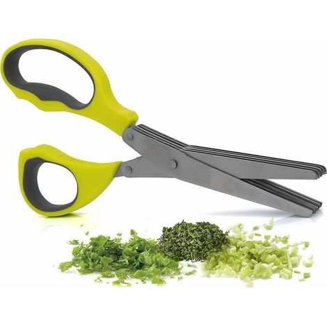 Ciseaux Cuisine à Aromatiques - 5 Lames en Acier Inoxydable & Peigne de Nettoyage - Outil Professionnel pour Coupe Alimentaire (1/5)