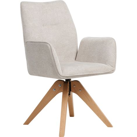 Silla de comedor giratoria respaldo alto lino beige claro Mokena (1/5)