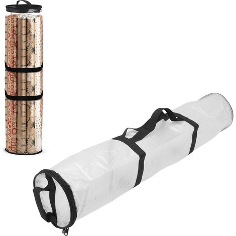 [Sac de stockage] + [Sans marque] + [Organisateur transparent] + [Pour papier cadeau PVC imperméable anti-poussière avec fermeture zip et poignée, blanc] (1/5)