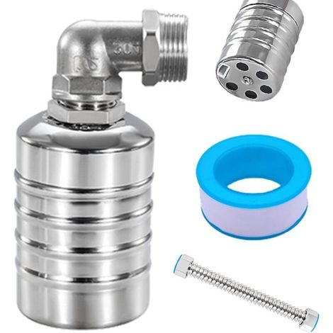 Vanne à flotteur entièrement automatique de 3/4", vanne de contrôle de niveau d'eau en acier inoxydable 304, régulateur de niveau d'eau automatique pour réservoirs d'eau, piscines et châteaux d'eau. (1/4)