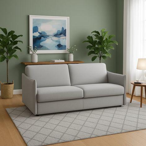 Divano Fisso 3 Posti Severo, Sfoderabile, Lavabile Made in Italy, Braccioli, 200x95 cm Grigio (1/4)