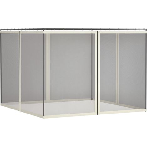 Moustiquaires pour tonnelle barnum pavillon de jardin 3 x 4 m - lot de 4 moustiquaires zippées + crochets d'attaches