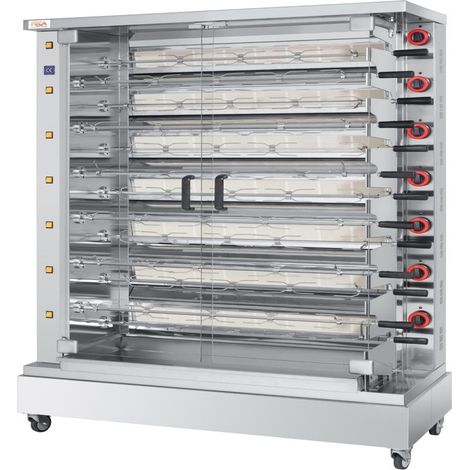 Rôtissoire gaz 78 poulets - 13 broches - 46 000 Kcal/h - IND 13 - FECA (1/2)