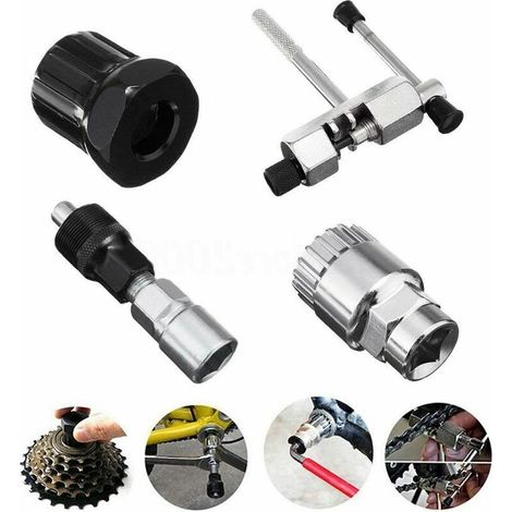 VURAHOME - 4 Pcs Kit Outils de Réparation de Vélo, Extracteur Manivelle de Vélo, Outils de Réparation Chaîne et Démonte Pédalier, Support Inférieur Supprimer (1/5)