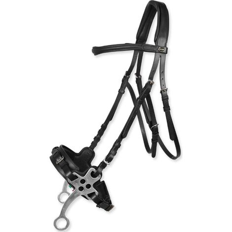 Full, Nero: Briglia in cuoio liscio con hackamore Horses modello Hawke (1/5)