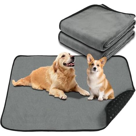 Lot de 2 tapis anti-glisse réutilisables pour chien, 100x70cm, lavables, motif pattes, super absorbants, anti-fuite, doux et séchage rapide, pour sol, canapé, parc. (1/5)