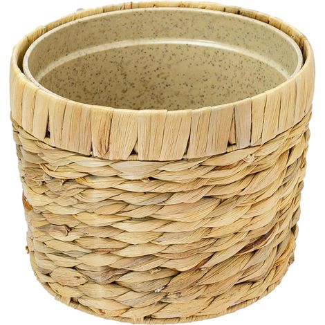 Pot de Fleurs innovant tressé en Jacinthe d'eau, avec Pot de Plantes en matières premières durables, Rond 19 cm de diamètre (1/5)