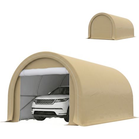 Tente de garage résistant à le eau protection uv upf 30 parois latéraux amovibles 5 x 3 m beige (1/5)
