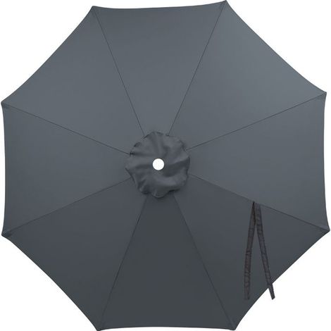 Toile de remplacement pour parasol 300 cm, imperméable et anti-UV, gris foncé, 8 baleines – Compatible tous parasols jardin (1/5)