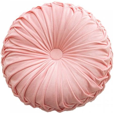 Cojín redondo plisado - Cojín de calabaza - Cojín pintado a mano - Cojín - 38 cm - Cojín decorativo - Cojín redondo - Ideal para sofá, camping, dormitorio, coche - Rosa