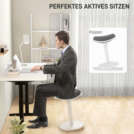 Tabouret pivotant ergonomique hauteur ajustable, capacité 120 kg, 42,5 x 35,5 x 56,5-71,5 cm, gris (1/4)